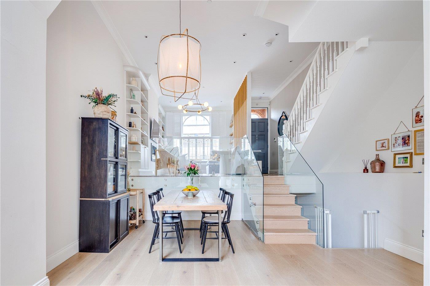 Dining area beside the staircase